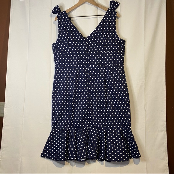 Lindy Bop Navy Polka Dot Mini Dress - Picture 8 of 15